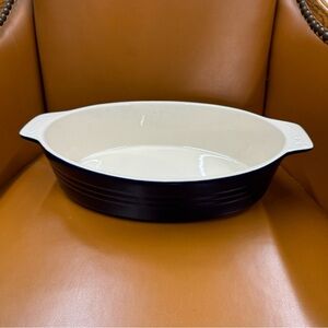 French Chasseur Large Matte Black and Ivory Ceramic Casserole Dish